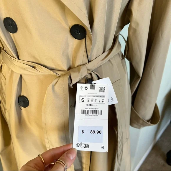 Zara wind and rain trench coat nwt - Picture 8 of 10